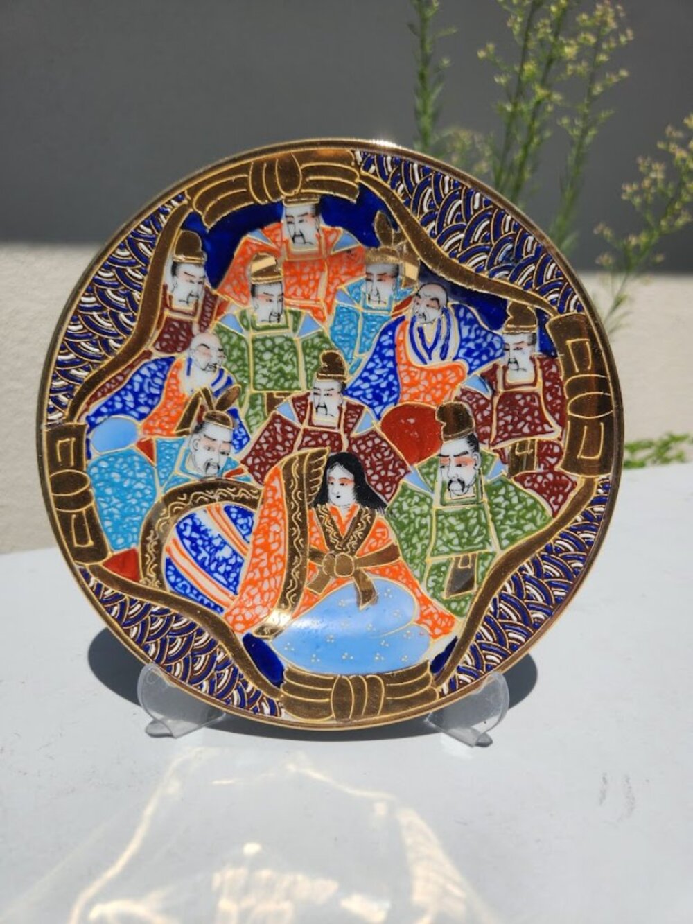 Vintage Japanese Satsuma hand-painted decorative plate Japan Porcelain Asian Art